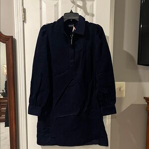 Vineyard Vines Navy Corduroy Long Sleeve Dress with Pockets
